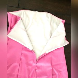Women size XL Faux Leather Pink Strapless Dress